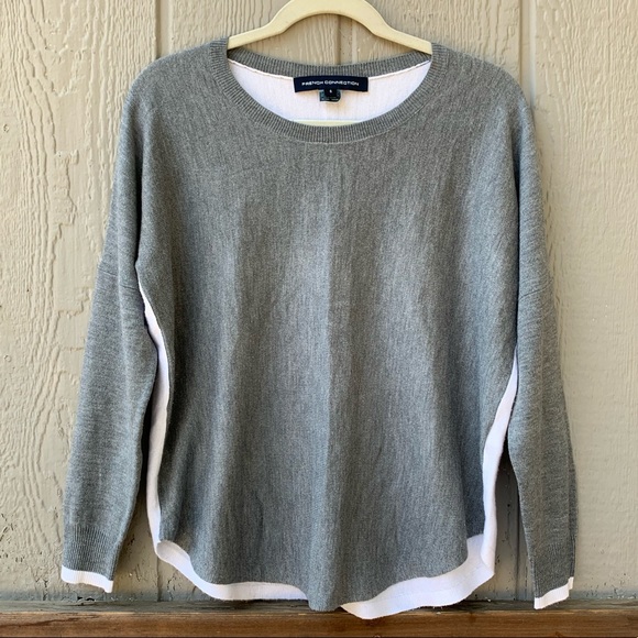 French Connection two tone color block long sleeve sweater - Picture 1 of 10